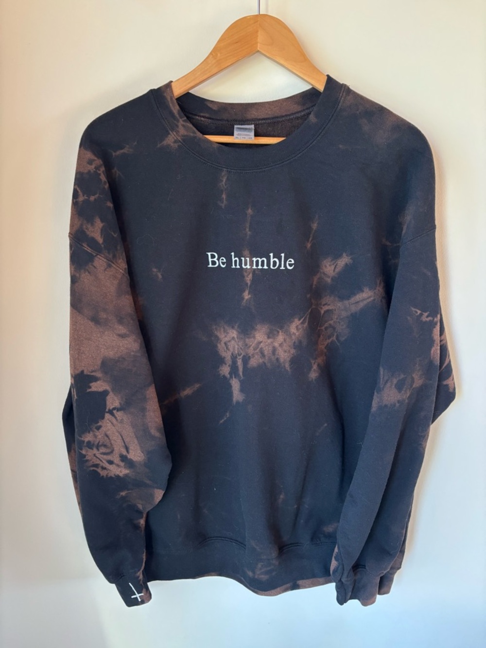 Black & Brown Tie-Dye "Be humble" embroidered Crewneck